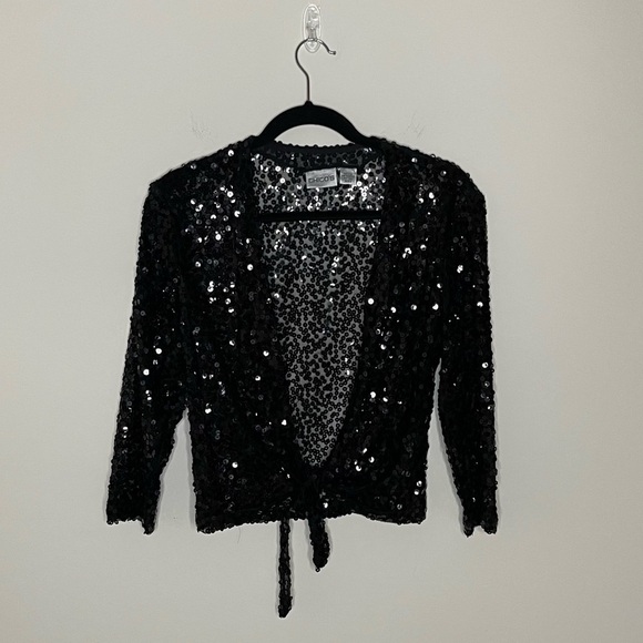 Chico’s Travelers Collection Sequin Ginger Jacket holiday party black tie - Picture 2 of 13